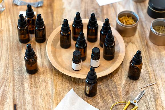 essential oils on table